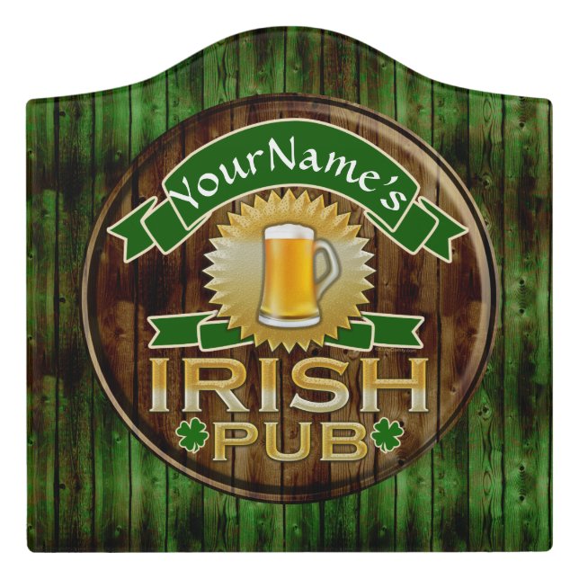 Personalized Name Irish Pub Sign St. Patrick's Day (Large Crest Front)