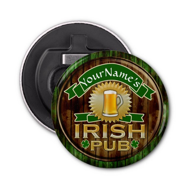 Personalized Name Irish Pub Sign St. Patrick's Day Bottle Opener (Front)