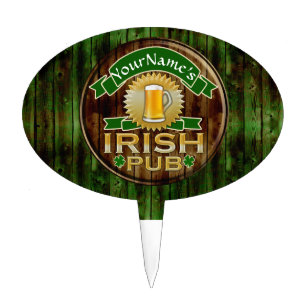 Personalized Name Irish Pub Sign St. Patrick's Day Cake Topper
