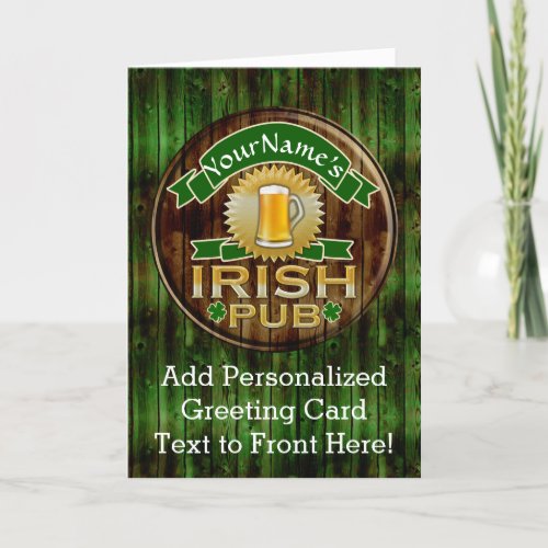 Personalized Name Irish Pub Sign St Patricks Day Card