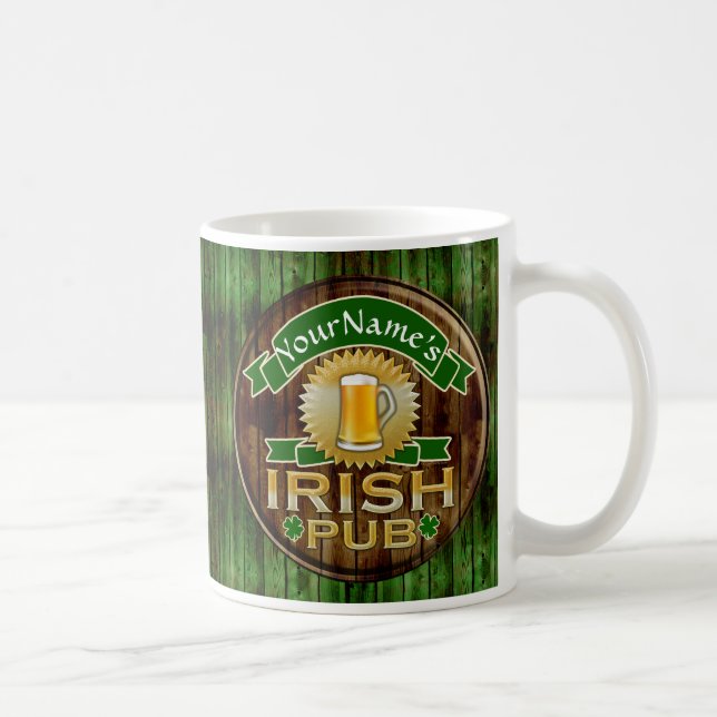 Personalized Name Irish Pub Sign St. Patrick's Day Coffee Mug (Right)