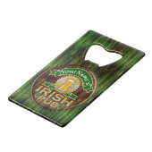 Personalized Name Irish Pub Sign St. Patrick's Day Credit Card Bottle Opener (Front Angled)