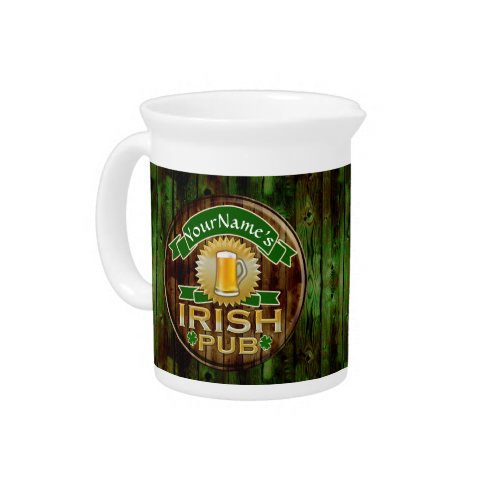 Personalized Name Irish Pub Sign St Patricks Day Drink Pitcher
