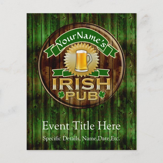 Personalized Name Irish Pub Sign St. Patrick's Day Flyer (Front)