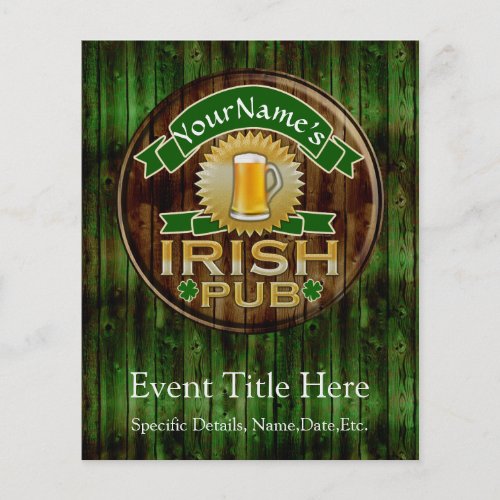 Personalized Name Irish Pub Sign St Patricks Day Flyer