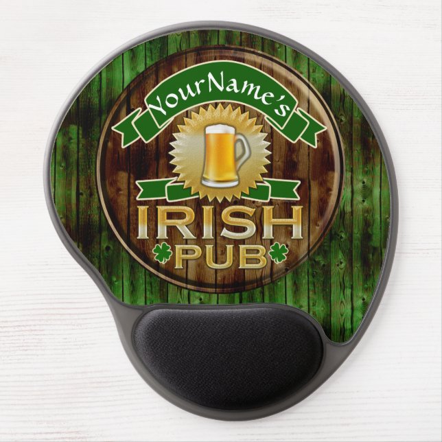 Personalized Name Irish Pub Sign St. Patrick's Day Gel Mouse Pad (Front)