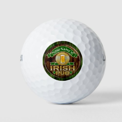 Personalized Name Irish Pub Sign St Patricks Day Golf Balls