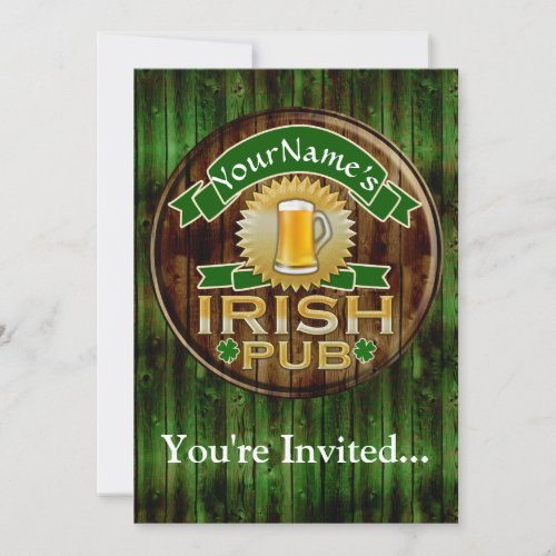 Personalized Name Irish Pub Sign St Patricks Day Invitation