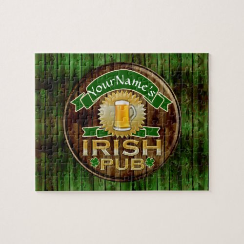 Personalized Name Irish Pub Sign St Patricks Day Jigsaw Puzzle