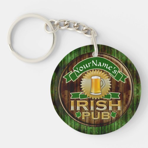 Personalized Name Irish Pub Sign St Patricks Day Keychain