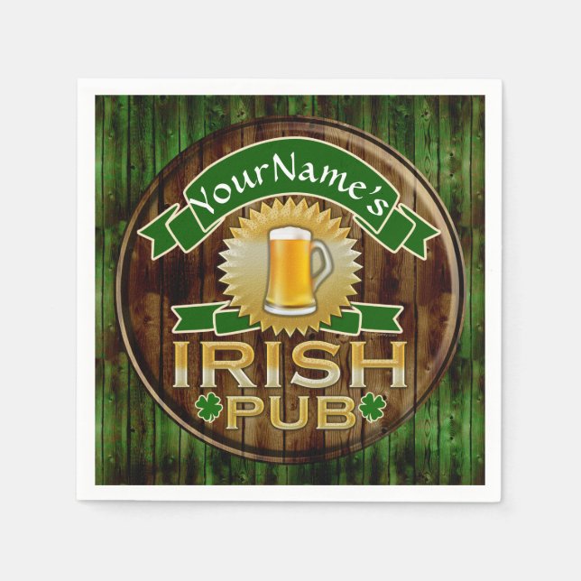Personalized Name Irish Pub Sign St. Patrick's Day Napkins (Front)
