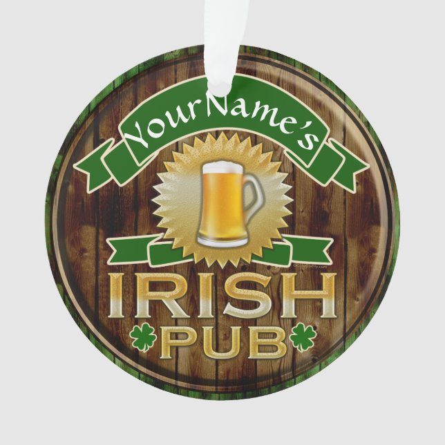 Personalized Name Irish Pub Sign St. Patrick's Day Ornament (Front)