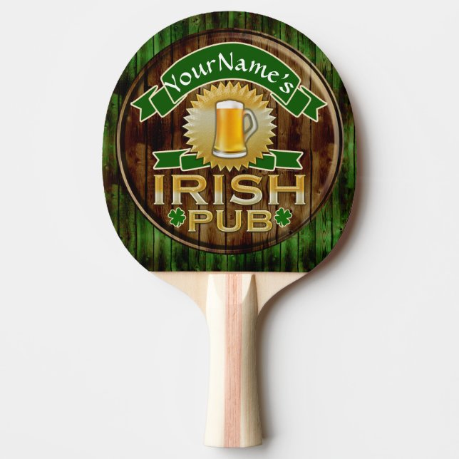 Personalized Name Irish Pub Sign St. Patrick's Day Ping-Pong Paddle (Front)