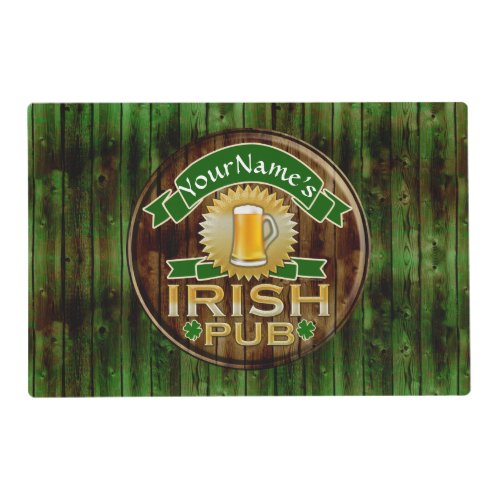 Personalized Name Irish Pub Sign St Patricks Day Placemat