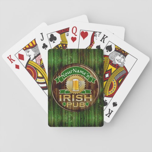 Personalized Name Irish Pub Sign St Patricks Day Poker Cards