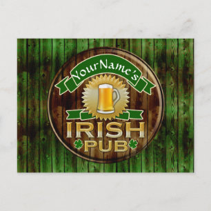 Personalized Name Irish Pub Sign St. Patrick's Day Postcard