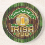Personalized Name Irish Pub Sign St. Patrick's Day Sandstone Coaster