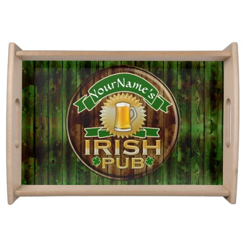 Personalized Name Irish Pub Sign St Patricks Day Serving Tray