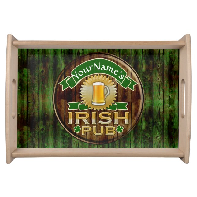 Personalized Name Irish Pub Sign St. Patrick's Day Serving Tray (Front)