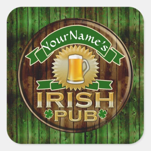 Personalized Name Irish Pub Sign St Patricks Day Square Sticker