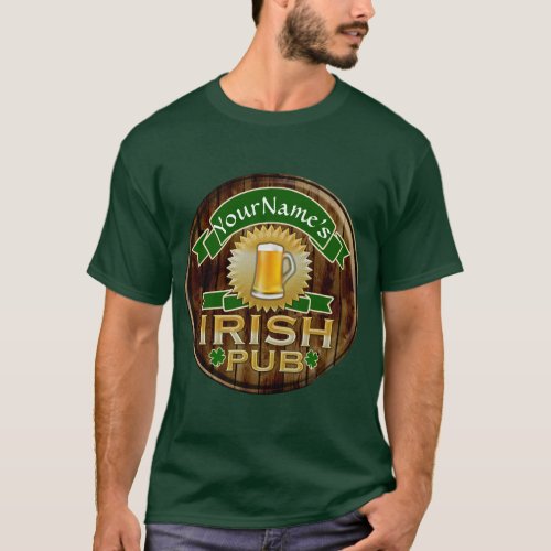 Personalized Name Irish Pub Sign St Patricks Day T_Shirt