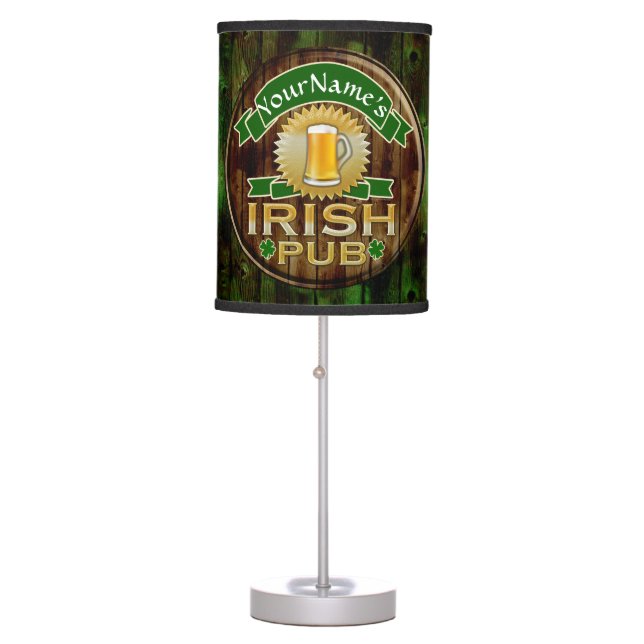 Personalized Name Irish Pub Sign St. Patrick's Day Table Lamp (Front)
