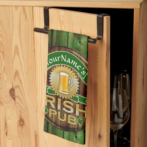Personalized Name Irish Pub Sign St Patricks Day Towel