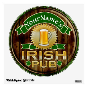 Personalized Name Irish Pub Sign St. Patrick's Day Wall Sticker