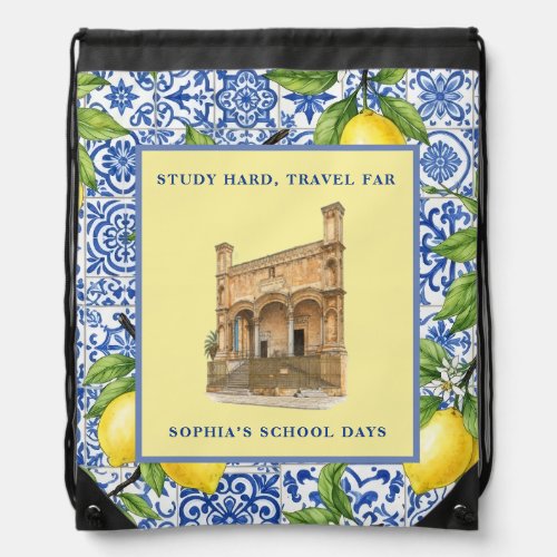 Personalized Name Italian Aesthetic Drawstring Bag