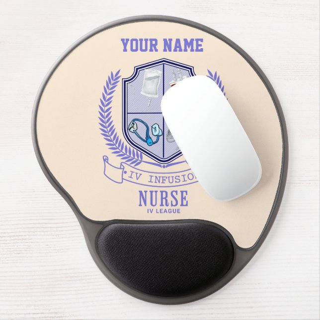 Personalized Name IV League Infusion Nurse  Gel Mouse Pad (Left Side)
