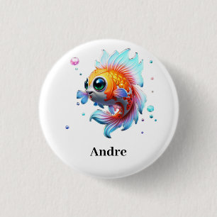 Personalized Name Japanese Koi Fish Button
