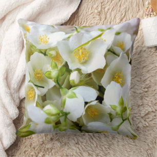 Personalized Name Jasmine Flowers Throw Pillow