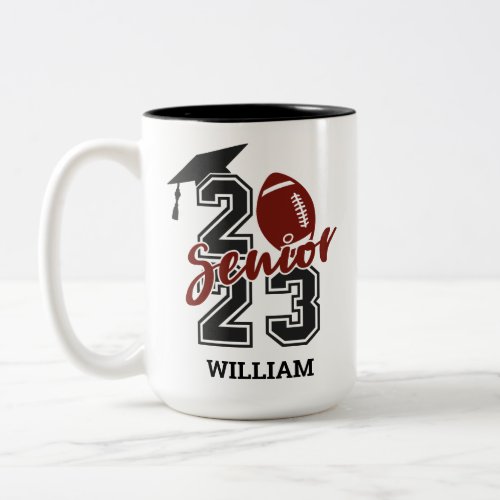 Personalized name jersey  football senior 2023 Two_Tone coffee mug