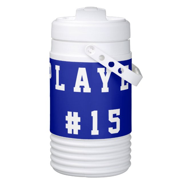 Personalized Name & Jersey Number Sports Water Jug Beverage Cooler (Right)