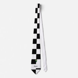 Personalized name jet pilot black white checkered tie