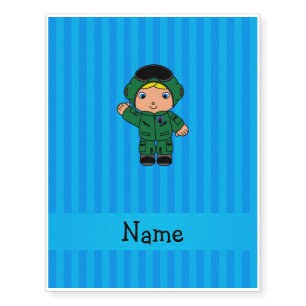 Personalized name jet pilot blue stripes temporary tattoos