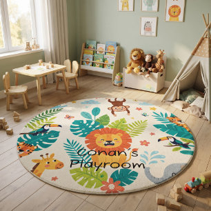 Personalized Name Jungle Fun Outdoor Rug