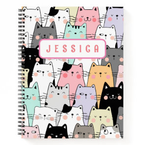 Personalized Name Kawaii Cat Notebook