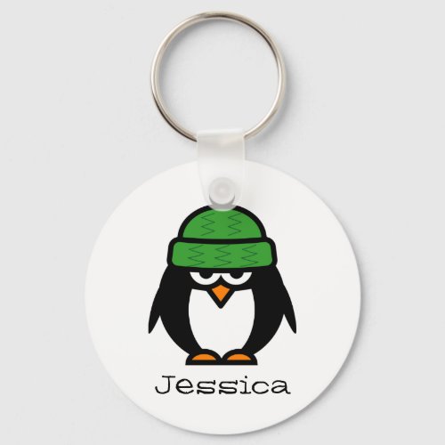 Personalized name keychain for penguin lovers