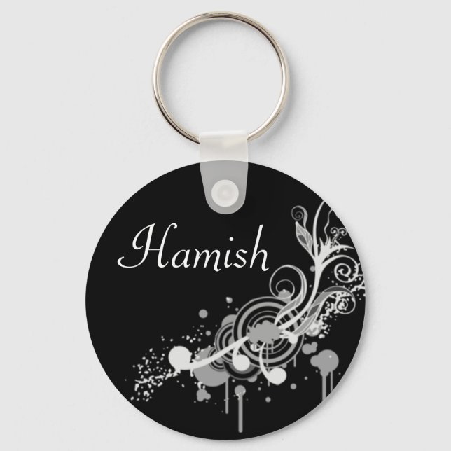 Personalized Name Keyring - Black Pattern (Front)