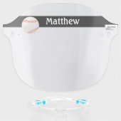 Personalized Name Kids Baseball Sports Face Shield (Front w/Glasses)