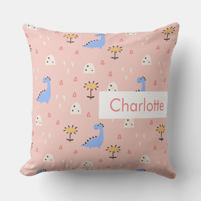 Personalized Name Kids Cute Pattern Throw Pillow (Front)
