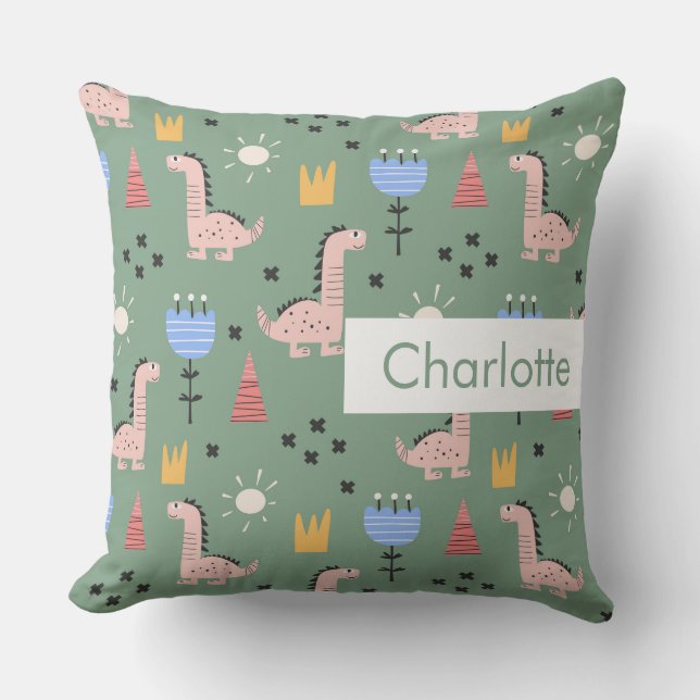 Personalized Name Kids Cute Pattern Throw Pillow (Front)