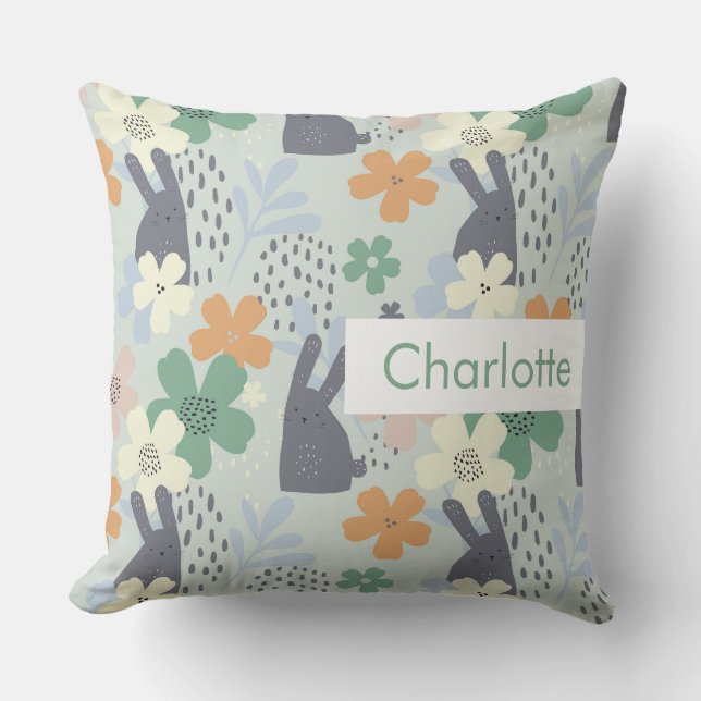 Personalized Name Kids Cute Pattern Throw Pillow (Front)