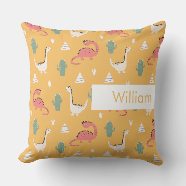 Personalized Name Kids Cute Pattern Throw Pillow (Front)