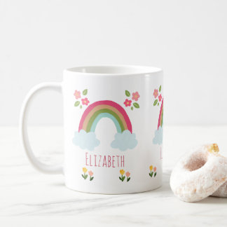 Personalized name Kids Cute rainbow girl pink  Coffee Mug