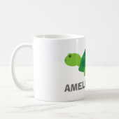 Personalized name kids mug with cute green turtle (Left)
