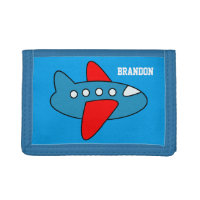 Personalized name kids wallet with toy airplane