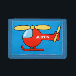 Personalized name kids wallet with toy helicopter<br><div class="desc">Personalized kids wallet with toy helicopter. Cute Birthday or Christmas gift idea for little boys Personalizable with name or monogram letter of your child. Make one for your son,  grandson,  nephew etc. Colorful aviation theme design.</div>