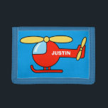 Personalized name kids wallet with toy helicopter<br><div class="desc">Personalized kids wallet with toy helicopter. Cute Birthday or Christmas gift idea for little boys Personalizable with name or monogram letter of your child. Make one for your son,  grandson,  nephew etc. Colorful aviation theme design.</div>